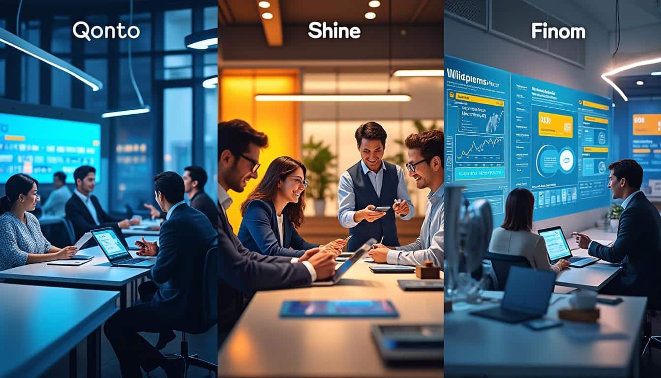 découvrez notre comparatif 2025 entre qonto, shine et finom pour trouver la meilleure banque pro adaptée à vos besoins d'entrepreneur. avantages, tarifs et fonctionnalités détaillés.